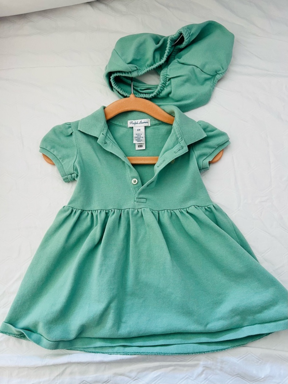 Ralph Lauren Girls' Mint Polo Dress with Matching Hat